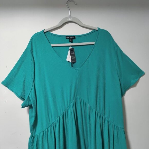NWT Lane Bryant Peplum Babydoll Tunic Top Waffle Knit Green Womens Plus 26/28 - Picture 6 of 11